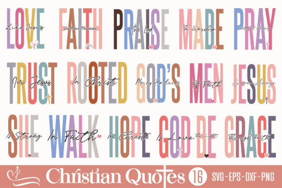 Boho Christian Quotes Svg Png Bundle for T-Shirt Designs