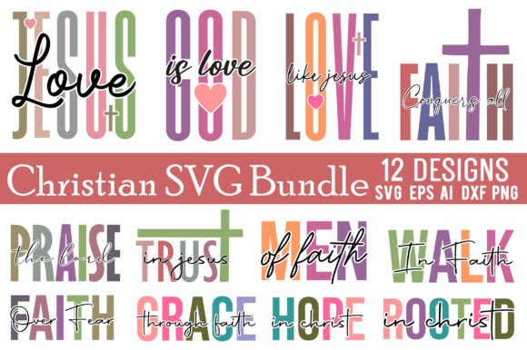 Christian SVG Design Bundle, Jesus PNG for T-Shirt Designs