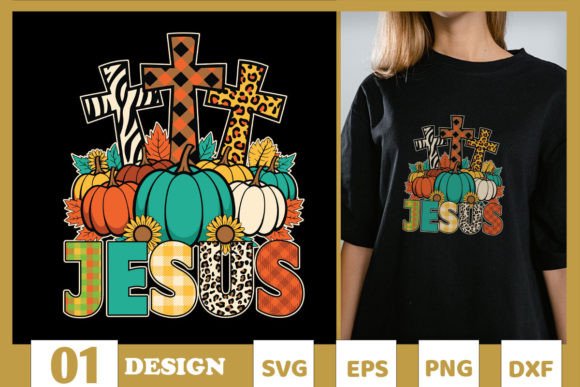 Fall Jesus Pumpkin Thanksgiving SVG T-Shirt Designs
