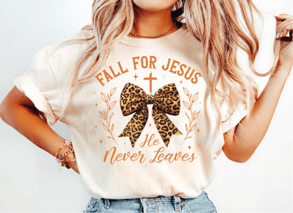 Floral Fall Bow Png, Fall for Jesus Png and T-Shirt Designs