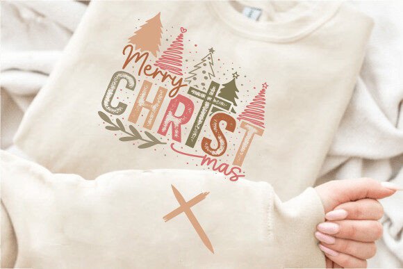 Merry Christmas SVG, Christian Sleeve SVG for T-Shirt Designs