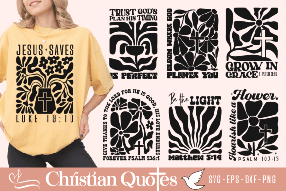 Retro Floral Christian SVG PNG Bundle
